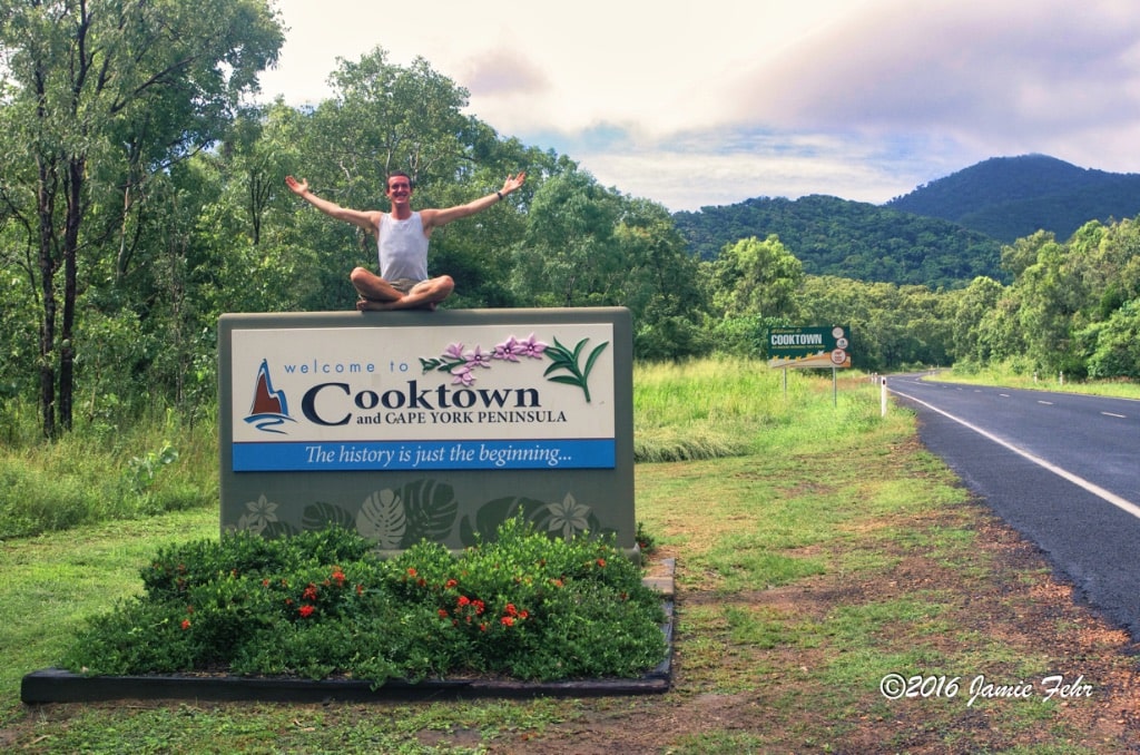 Welcome to Cooktown sign.