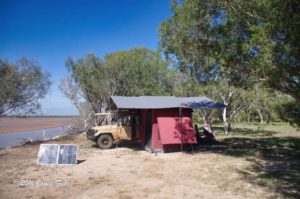 The full setup, including the solar panel having been set out.